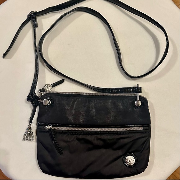 Kipling Handbags - Kipling Crossbody Adjustable Bag Black Nylon Patent Leather 50” Strap